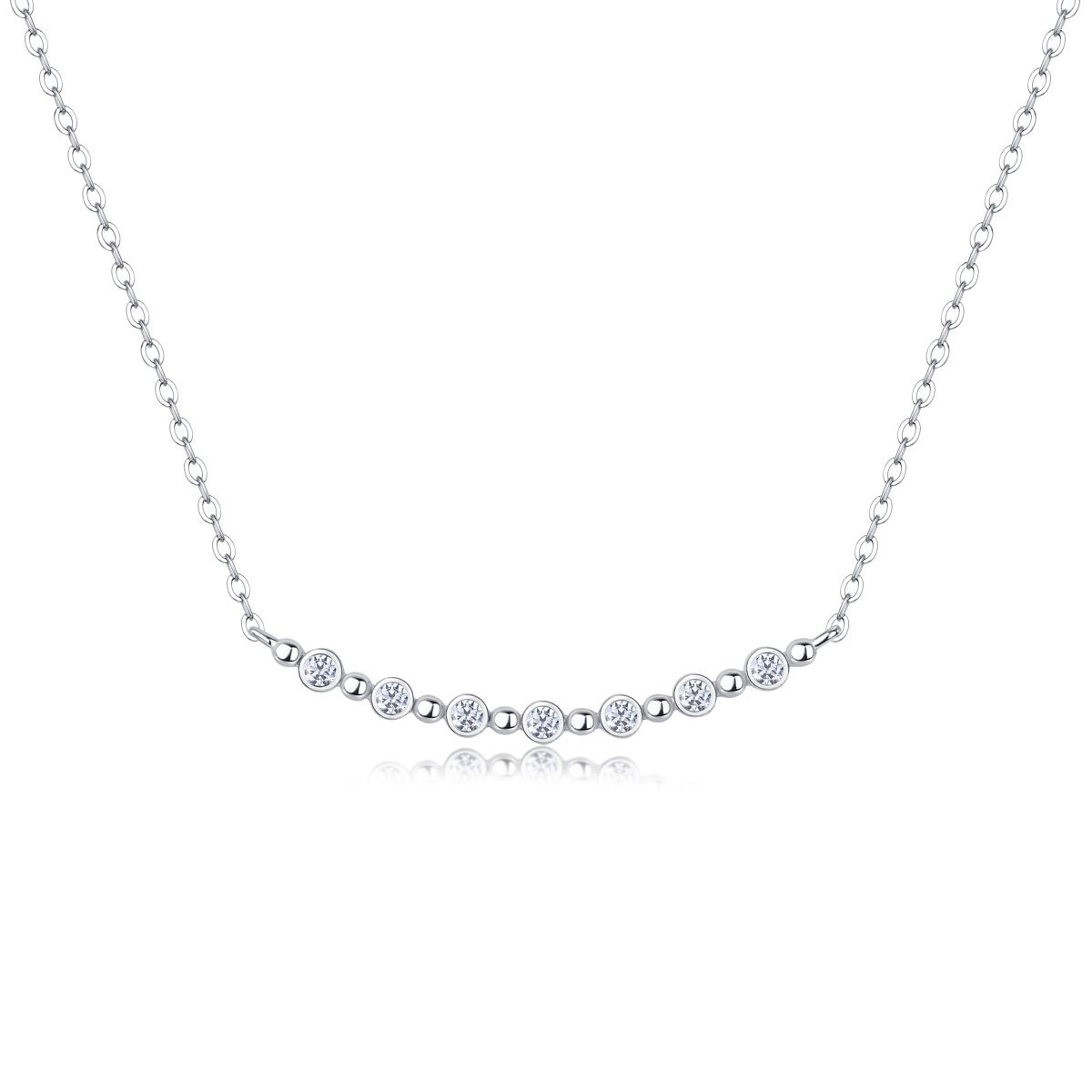 White Moon Stars - A fashionable and popular jewelry necklace pendant set, featuring Monis stone, made of 925 silver and plated with platinum diamonds.