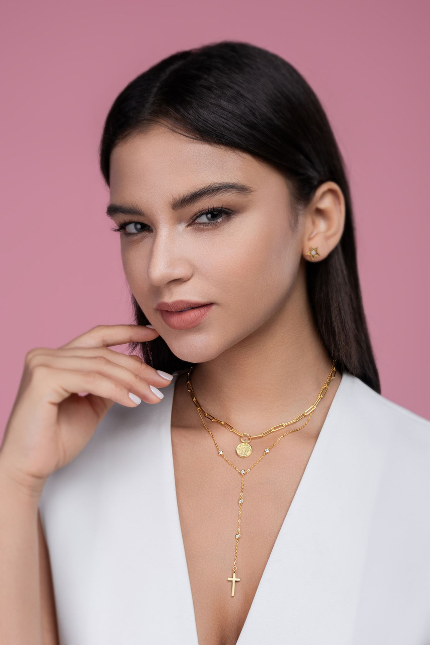 One-word jewelry set - A fashionable and popular necklace pendant set, featuring Monnes stone, made of 925 silver and plated with platinum and diamonds.