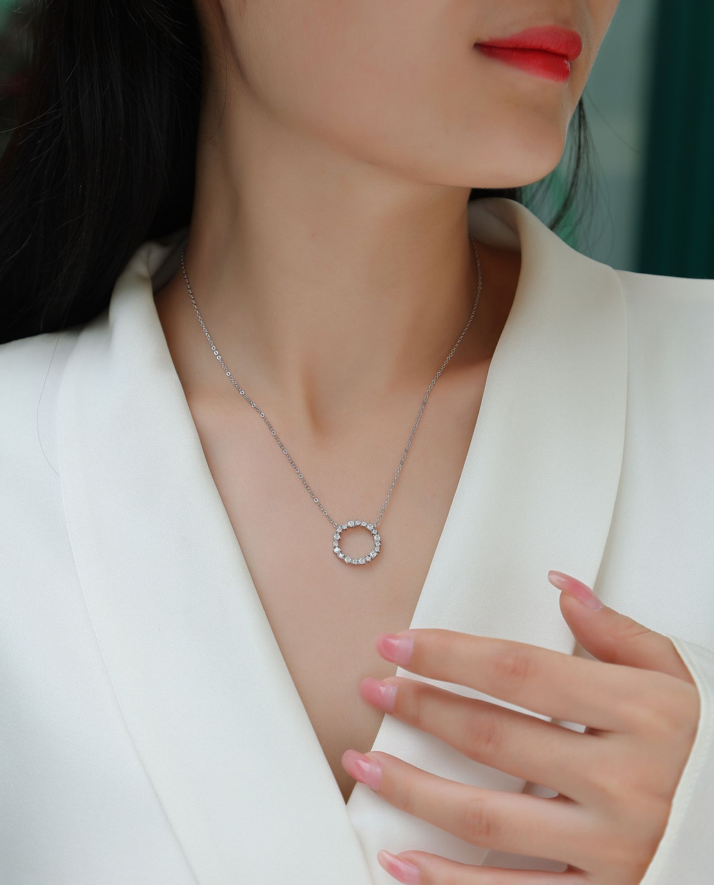 Birpo Necklace - A fashionable and popular jewelry necklace pendant set, featuring Monisite gemstones, made of 925 silver and plated with platinum diamonds.