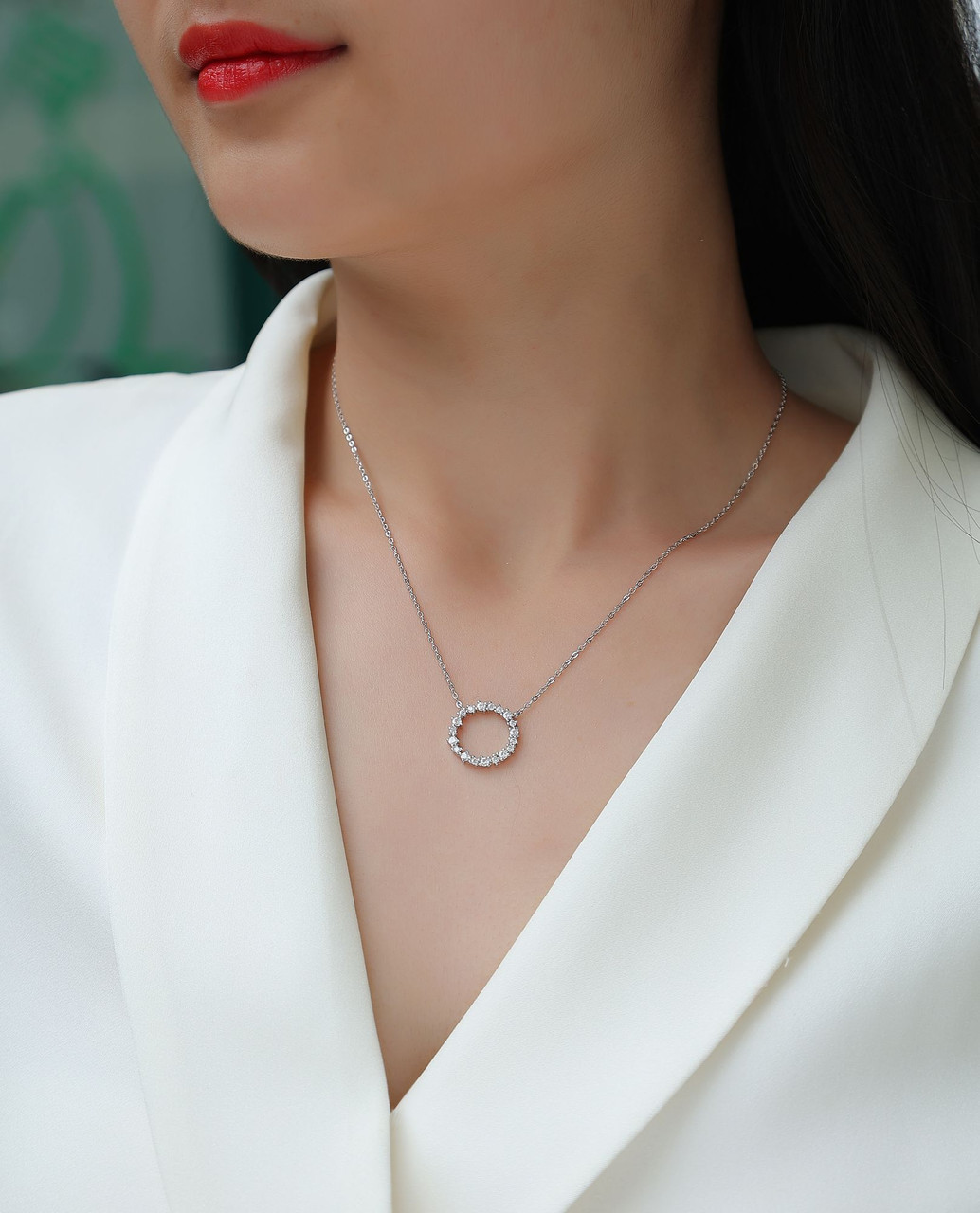 Birpo Necklace - A fashionable and popular jewelry necklace pendant set, featuring Monisite gemstones, made of 925 silver and plated with platinum diamonds.