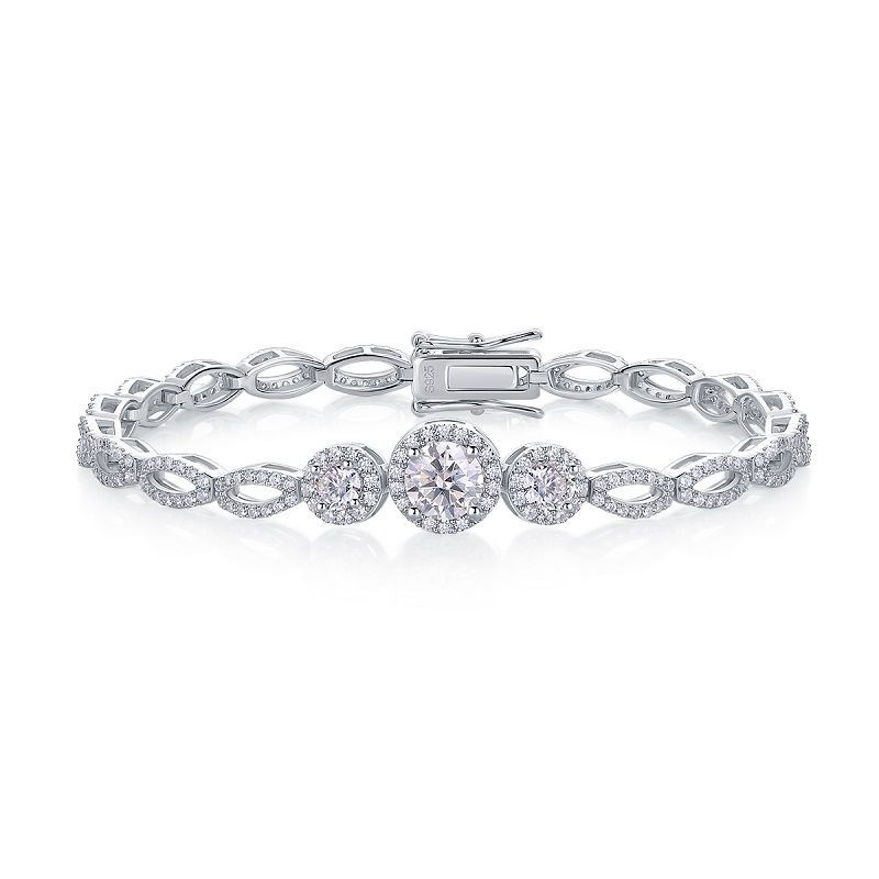Mo Qi - Made of morganite, 925 sterling silver and platinum-plated diamonds, it is a fashionable jewelry bracelet and a luxurious silver accessory.