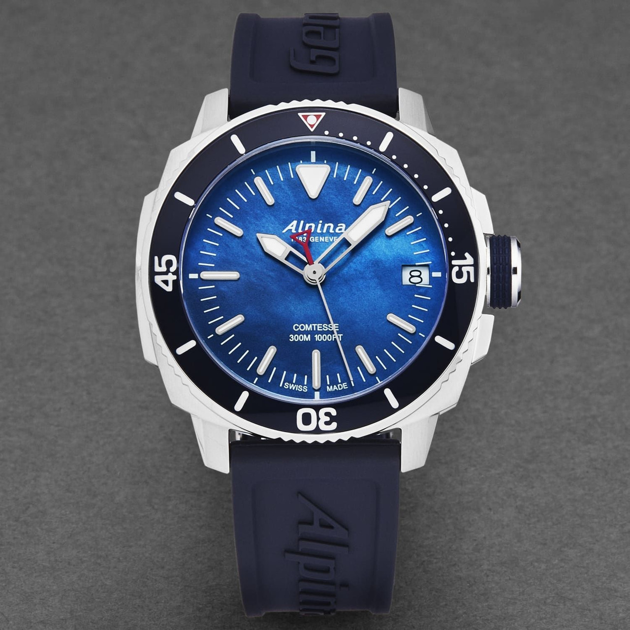 Alpina Women's 'Comtesse' Blue Dial Blue Rubber Strap Quartz Watch AL-240MPN2VC6