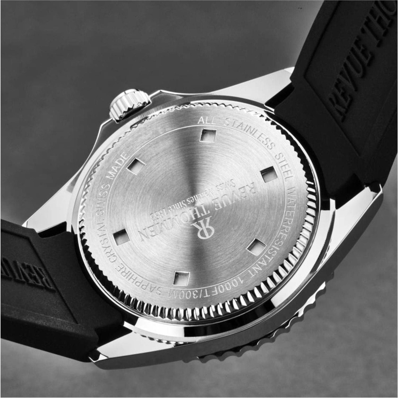 Revue Thommen 17571.2825 Men's 'Diver' Silver Dial Rubber Strap Swiss Automatic Watch