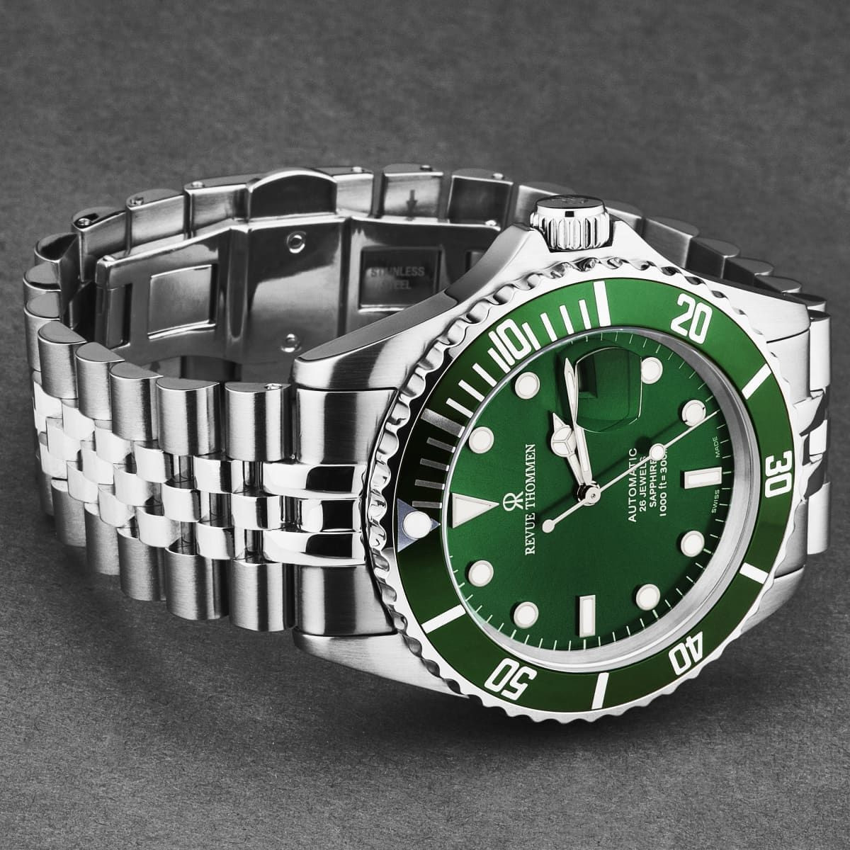 Revue Thommen Men's 'Diver' Black Dial Stainless Steel Bracelet Automatic Watch 17571.2234