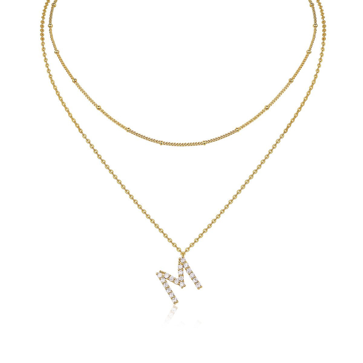 Attractive Letters - A fashionable and popular jewelry necklace pendant set, featuring Monnes stone, made of 925 silver and plated with platinum diamonds