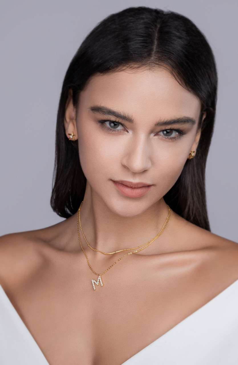 Attractive Letters - A fashionable and popular jewelry necklace pendant set, featuring Monnes stone, made of 925 silver and plated with platinum diamonds