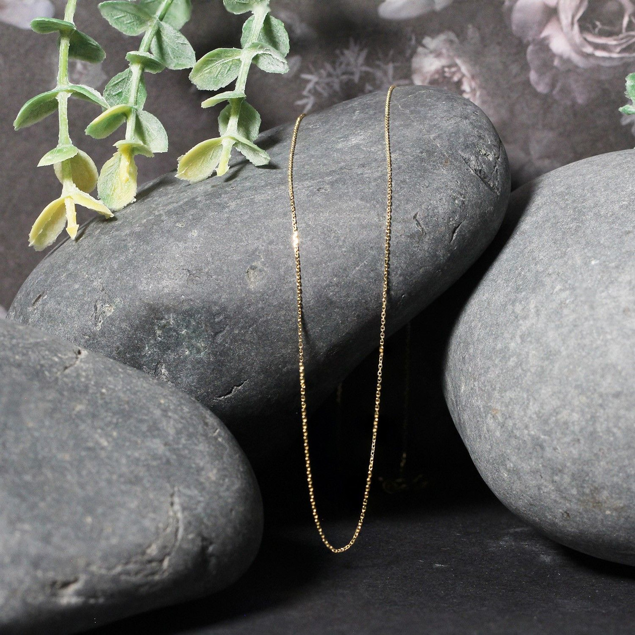14k Yellow Gold Diamond Cut Cable Link Chain 0.7mm