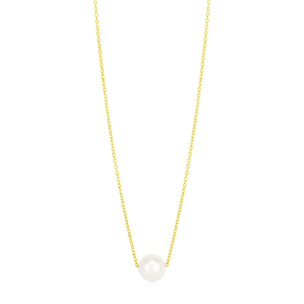 14k Yellow Gold Pearl Solitaire Necklace