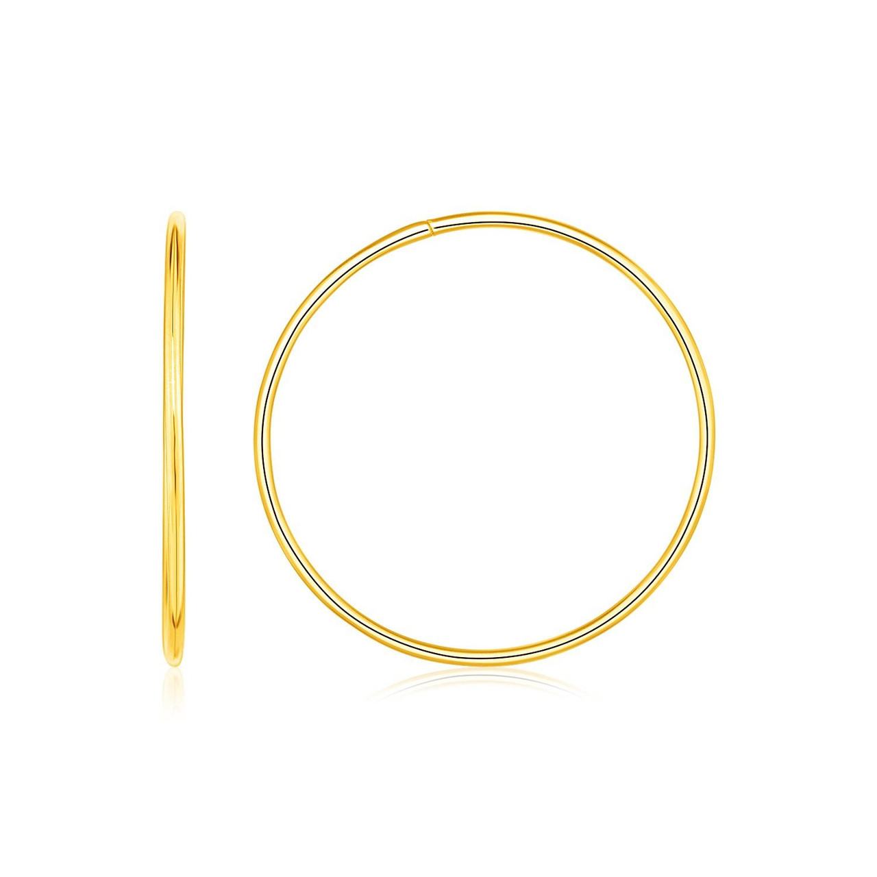 Endless Hoop Style Earrings in 14K Yellow Gold(1.2x30mm)