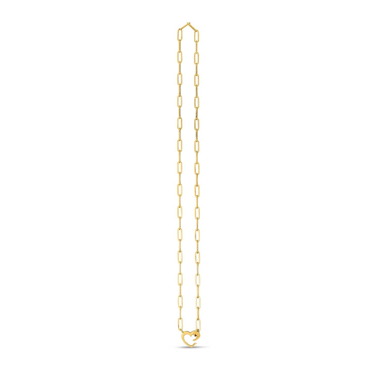 14k Yellow Gold Heart Element Paperclip Necklace