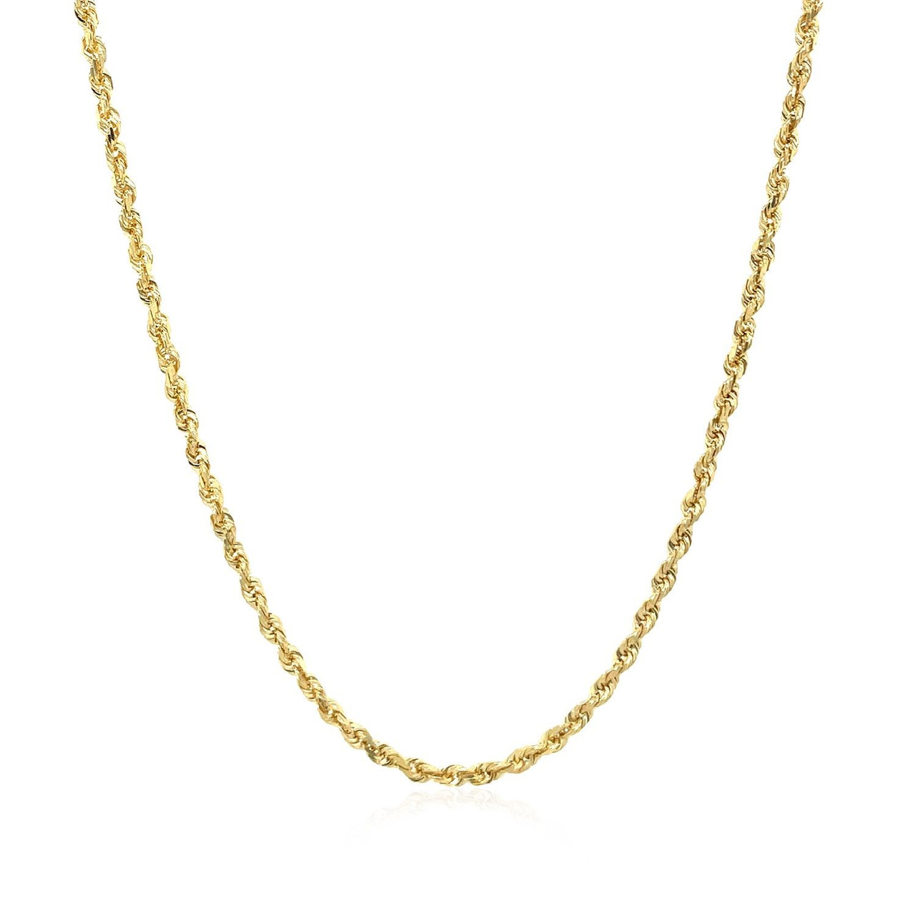 2.0mm 10k Yellow Gold Solid Diamond Cut Rope Chain