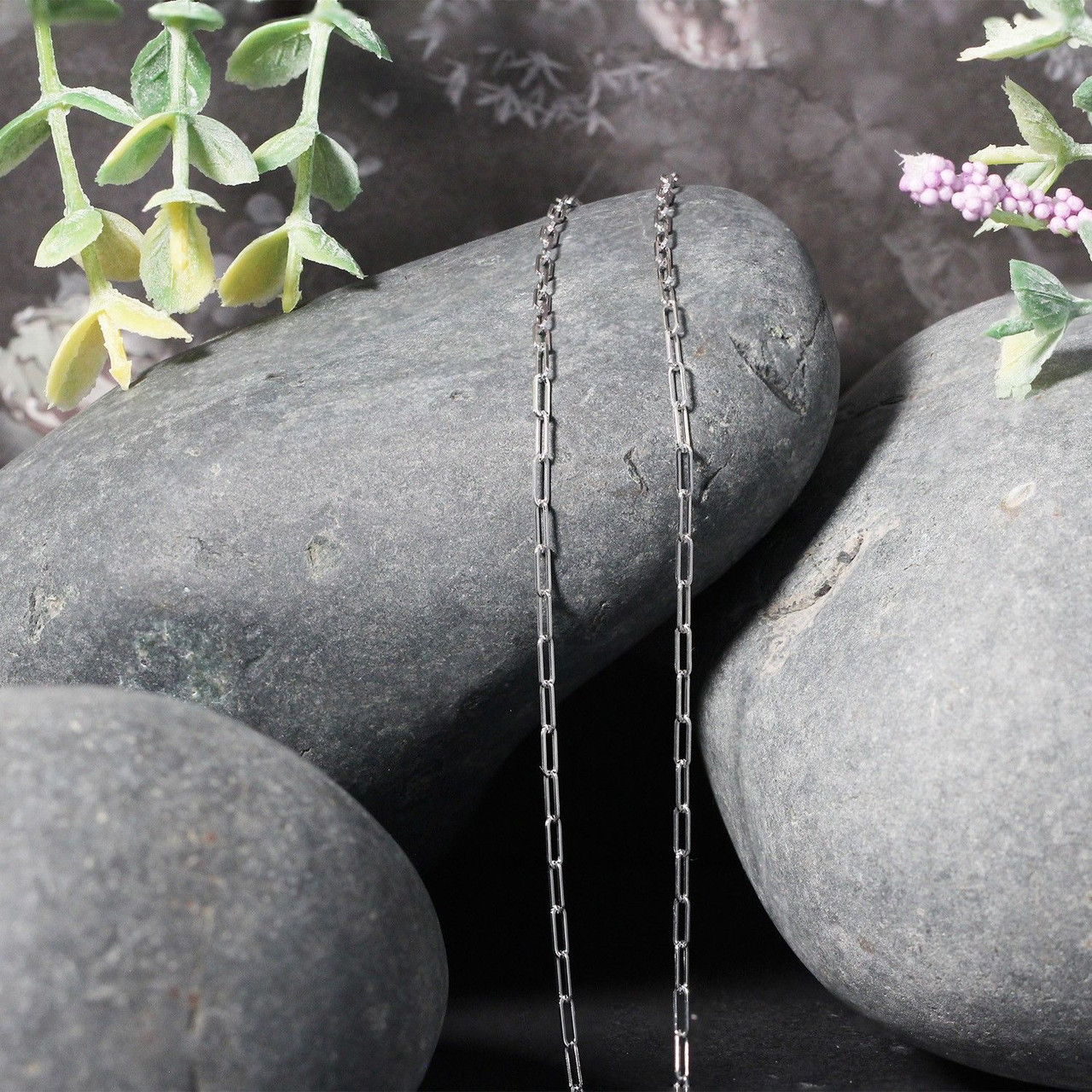 14K White Gold Fine Paperclip Chain (1.5mm)