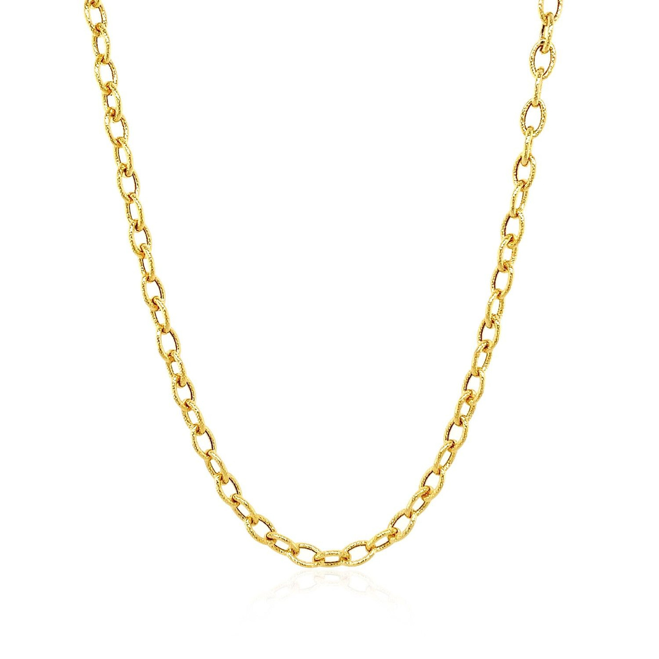 3.5mm 14k Yellow Gold Pendant Chain with Textured Links