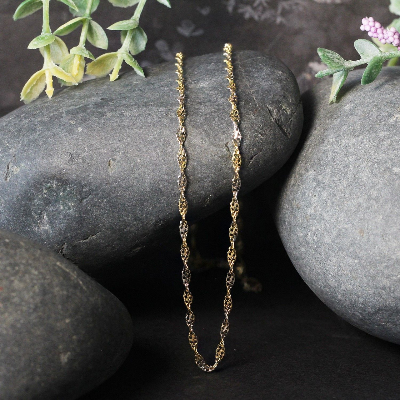 2.0mm 14k Two-Tone Gold Singapore Chain