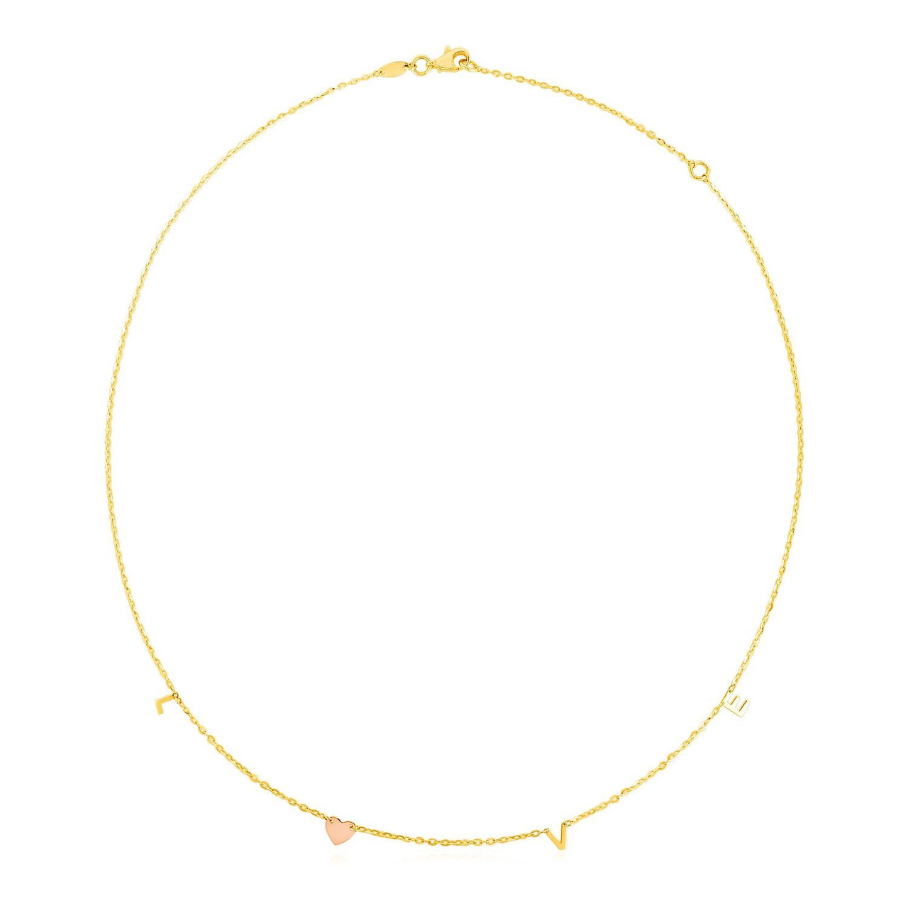 14k Two Tone Gold Love Necklace