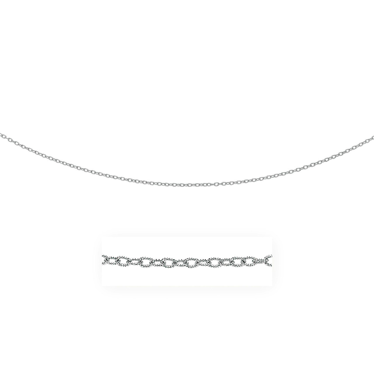 2.5mm 14k White Gold Pendant Chain with Textured Links