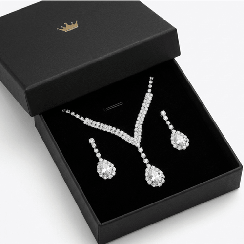 Rhinestone Claw Chain Jewelry Set for Women, Crystal Necklace and Earrings Set, Elegant Fashion Jewelry Gift
