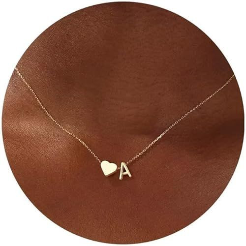 Heart Initial Necklace for Women Teen Girls - 18K Gold Plated Letter A-Z Pendant Necklace Dainty Heart Necklaces Tiny Initial Necklaces Birthday Gifts for Women Jewelry