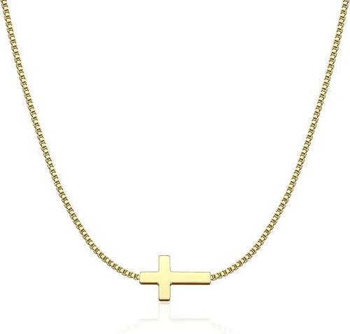 Cross Necklace for Women 14K Gold Silver Plated Dainty Small Cross Pendant Choker Simple Trendy Cute Cross Charm Chain Necklace Easter Basket Stuffers Baptism Religious Faith Jewelry Gift