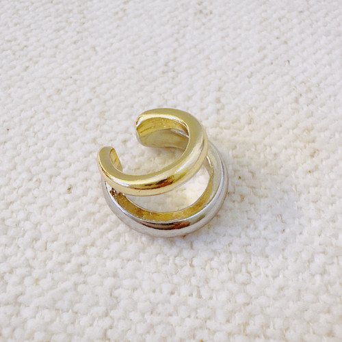 Dual Tone Ear Cuff – Sleek Gold and Silver No-Piercing Earring