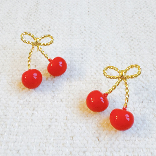 Bow And Cherry Earrings