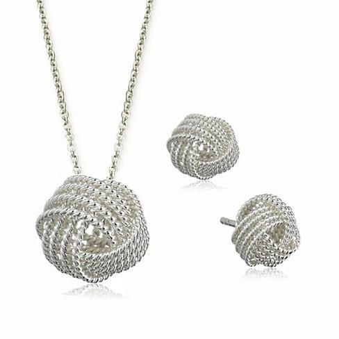 He Loves Me A Lot A Lovely Love Knot Pendant And Earrings Set