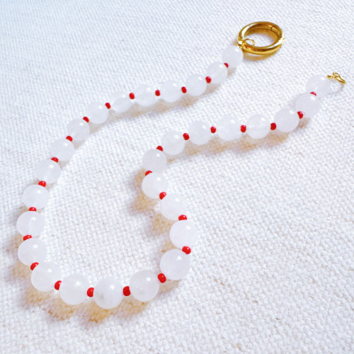 Moon Mink Stone Bead Necklace