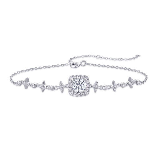 Jiubih - Made of morganite, 925 sterling silver and platinum-plated diamonds, it is a fashionable jewelry bracelet and a luxurious silver accessory.