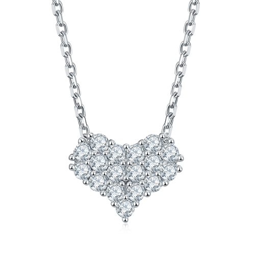 A fashionable and popular jewelry necklace pendant set, featuring Monnes stone, made of 925 silver and plated with platinum diamonds.