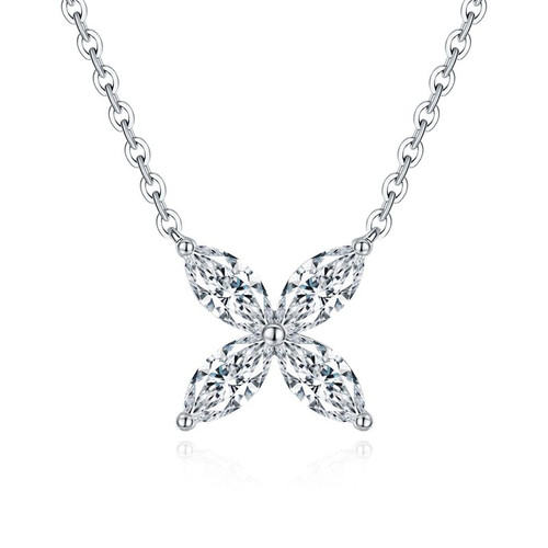 A fashionable and popular jewelry necklace pendant set, featuring Monnes stone, made of 925 silver and plated with platinum diamonds.