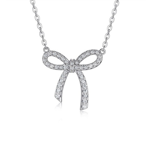 A fashionable and popular jewelry necklace pendant set, featuring Monnes stone, made of 925 silver and plated with platinum diamonds.