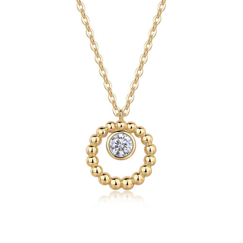 A fashionable and popular jewelry necklace pendant set, featuring Monnes stone, made of 925 silver and plated with platinum diamonds.