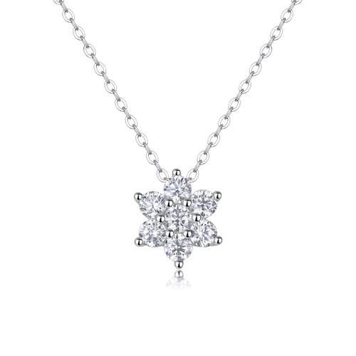 Snowflakes Flowing - A fashionable and popular jewelry necklace pendant set, featuring Monisite gemstones, made of 925 silver and plated with platinum diamonds.