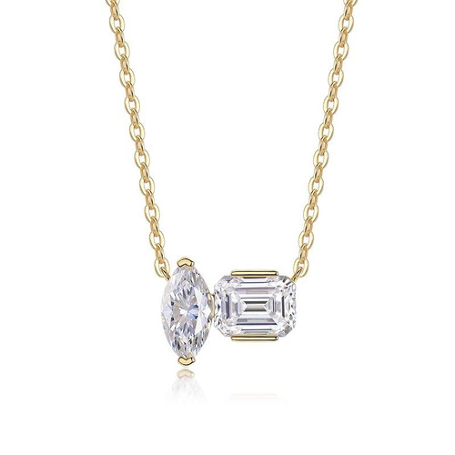 A fashionable and popular jewelry necklace pendant set, featuring Monnes stone, made of 925 silver and plated with platinum diamonds