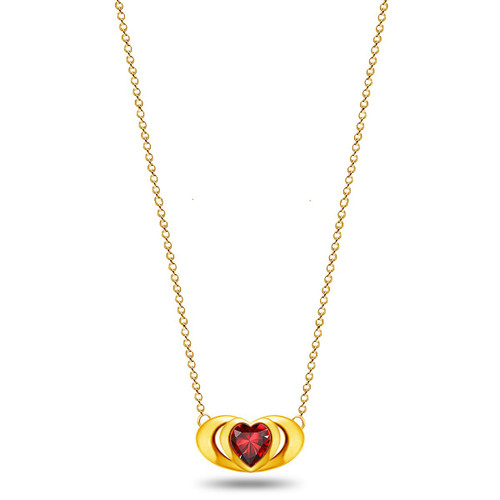 Emma Manor 18k Gold Plated Mini Double Love Heart Pendant Necklace for Women