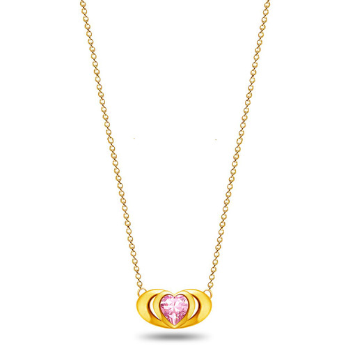 Emma Manor 18k Gold Plated Mini Double Love Heart Pendant Necklace for Women