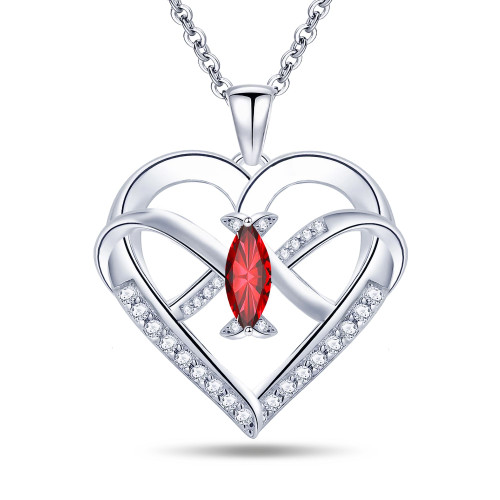 Heart Pendant Necklace 14k White Gold Plated 5A Cubic Zirconia Infinity Butterfly Jewelry for Women