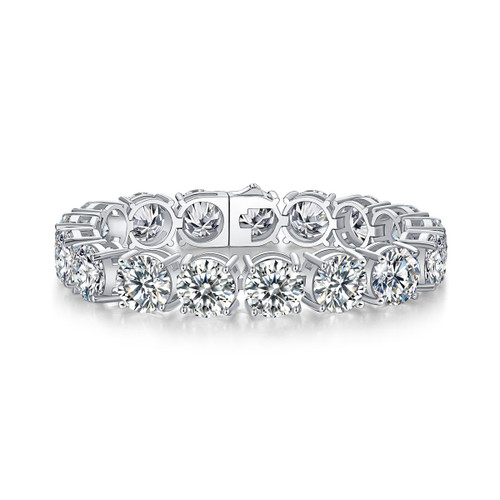 Half-summer brilliance - Made of morganite, 925 sterling silver and platinum-plated diamonds, it is a fashionable jewelry bracelet and a luxurious silver accessory.