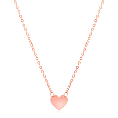 14k Rose Gold Polished Mini Heart Necklace