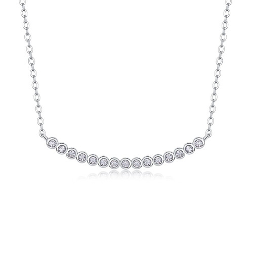 A fashionable and popular jewelry necklace pendant set, featuring Monis stone, made of 925 silver and plated with platinum and diamonds.