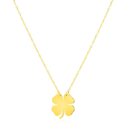 14K Yellow Gold Four Leaf Clover Necklace
