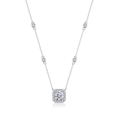 Flowing Love - A fashionable and popular jewelry necklace pendant set, featuring Monnes stone, made of 925 silver and plated with platinum diamonds.