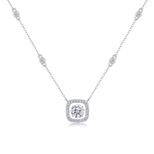 Sweet - A fashionable and popular jewelry necklace pendant set, featuring Monnes stone, made of 925 silver and plated with platinum diamonds.