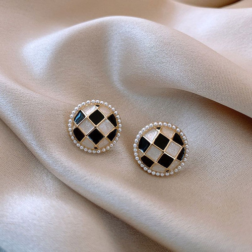 Elegant Black Enamel Square Pearl Drop Earrings for Women, 4Pcs Princess Cut Cubic Zirconia Sparkling Dangle Earrings, Luxury Vintage Formal Wedding Party Jewelry Gift