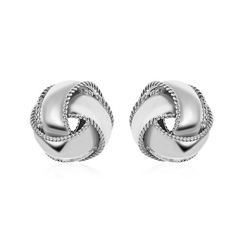 Textured and Polished Love Knot Earrings in Sterling Silver(13mm)