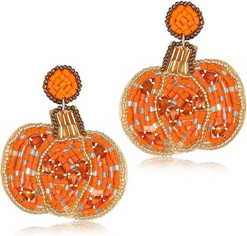 Halloween Earrings for Women Cute Pumpkin Ghost Beaded Dangle Earrings Statement Spooky Skull Witch Hat Boo Trick Treat RIP Earrings Fun Halloween Holiday Costumes Party Jewelry Gifts