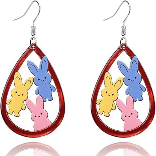 Easter Bunny Dangle Earrings for Women - Cute Acrylic Rabbit Charms Jewelry, Hypoallergenic Stainless Steel Hooks, Colorful Bunny Drop Earrings for Easter Spring Holiday Gifts
