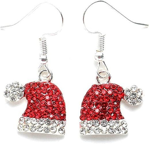 Christmas Dangle Stud Earrings Holiday Party Drop Earrings Enamel Crystal Santa Claus Bell Hat Earring Cute Christmas Costume Jewelry Women