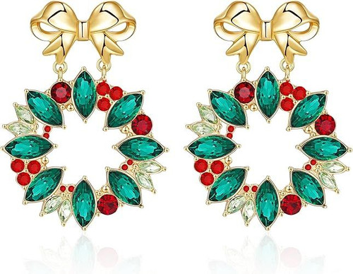 Stocking Stuffers for Women- Christmas Gifts for Women - Christmas Earrings for Women, Hypoallergenic Bow Wreath Xmas Earrings, Santa Claus Dangle Earrings Holiday Christmas Jewelry Gifts