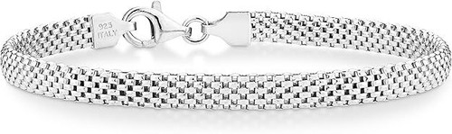 Sterling Silver Italian 5mm Mesh Link Chain Bracelet for Women